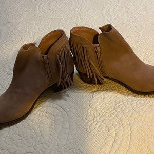 Tan Fringe booties
